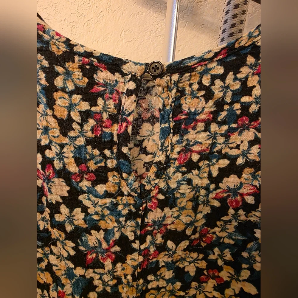 Multicolored Floral Flutter Sleeve Peplum Top Boho Blouse Women's 14 - Picture 4 of 8